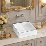 Aulic Dove Square Ceramic Above Counter Basin 365x365x110mm - Gloss White with Black Edge