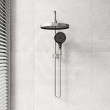 #Brushed Stainless Steel Amoza Round Mini Combo Twin Shower Set Top Inlet