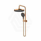 #Brushed Copper Amoza Round Mini Combo Twin Shower Set Top Inlet