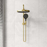 #Brushed Gold Amoza Round Mini Combo Twin Shower Set Top Inlet