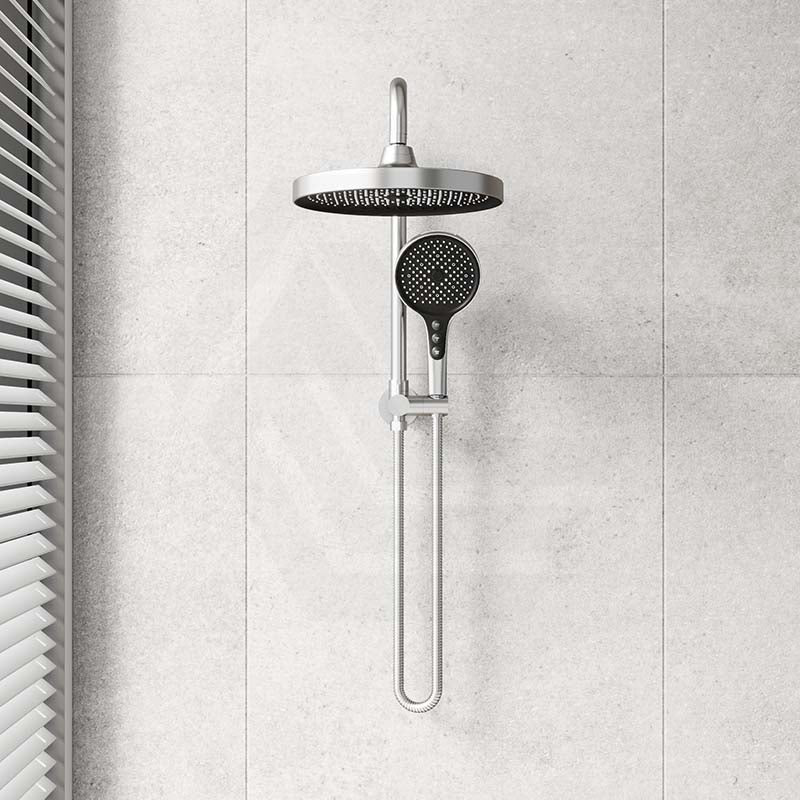 #Chrome Amoza Round Mini Combo Twin Shower Set Top Inlet