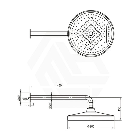 Amoza Curved Wall Mounted Arm & Round Shower Head Set 2 Packs