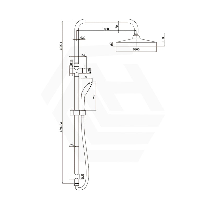 Amoza Twin Shower On Rail Top Water Inlet Variant Colour Available