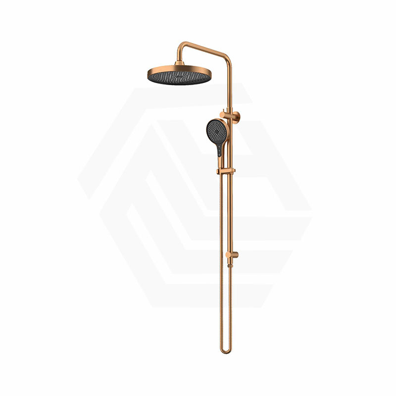 #Brushed Copper Amoza Twin Shower On Rail Stainless Steel
