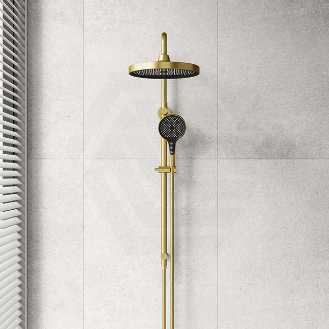 #Brushed Gold Amoza Twin Shower On Rail Stainless Steel