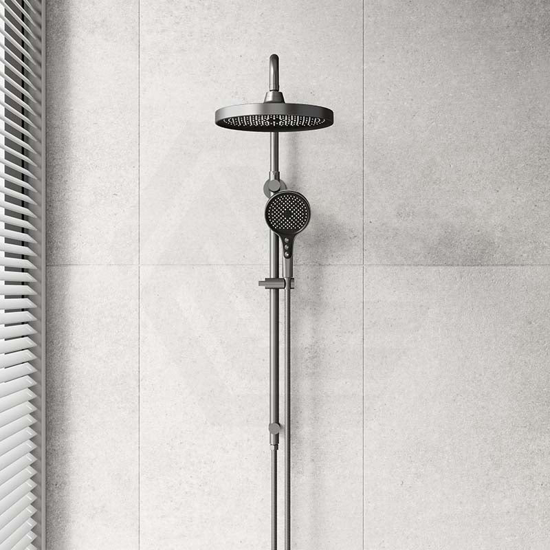 #Gunmetal Grey Amoza Twin Shower On Rail Stainless Steel