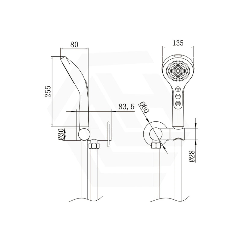 Amoza Round 5 Functions Handheld Shower with Wall Bracket Set Variant Colour Available