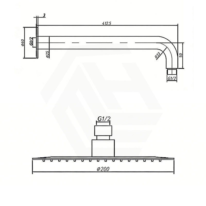 Amoza Round Shower Head with Curved Shower Arm Set Variant Colors Available