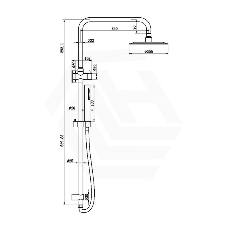 Amoza Round Twin Rail Shower Set 304 Stainless Steel Variant Colors Available