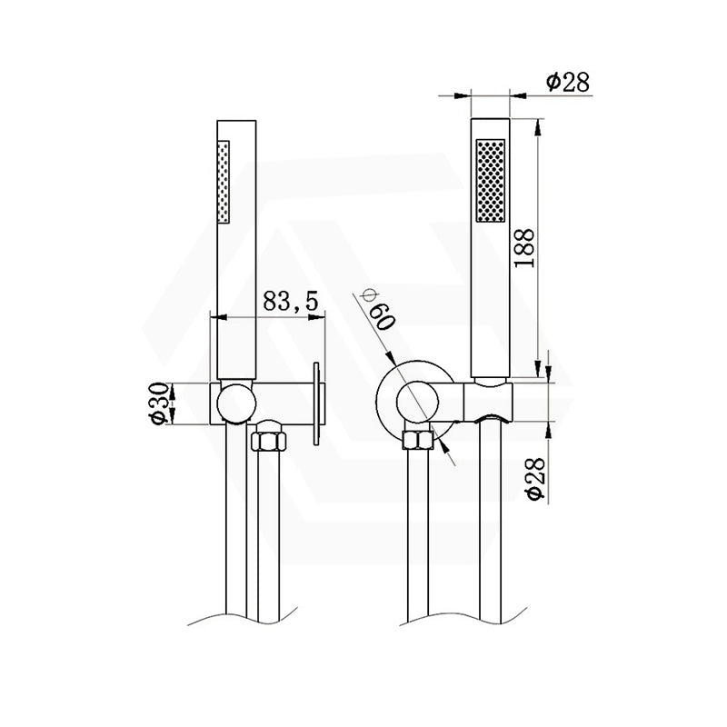 Amoza Pencil Handheld Shower with Wall Bracket Set 304 Stainless Steel Variant Colors Available