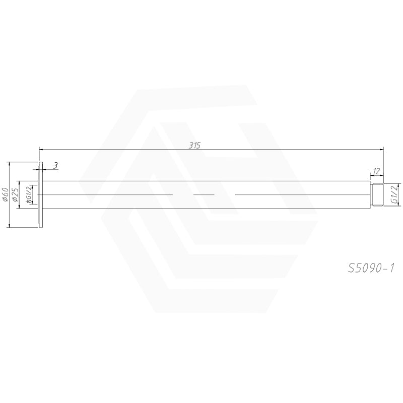 Amoza 300mm Round Ceiling Shower Arm 304 Stainless Steel Variant Colours Available