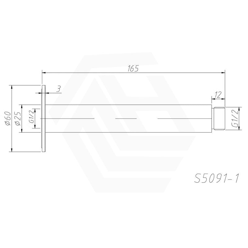 Amoza Customizable Round Ceiling Shower Arm 304 Stainless Steel 150mm/300mm/450mm/600mm - Variant Colours