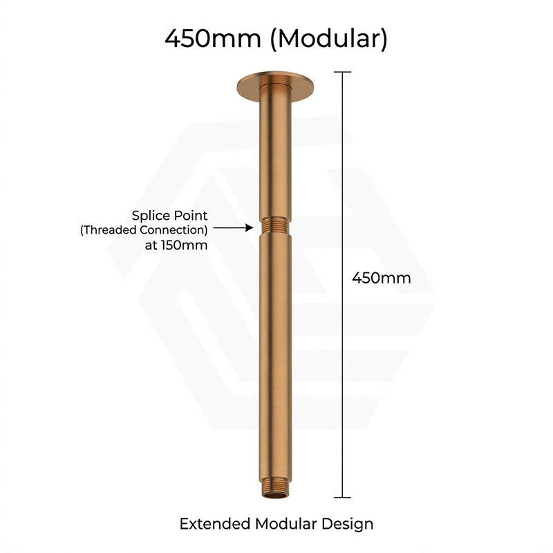 Amoza Customizable Round Ceiling Shower Arm 304 Stainless Steel 150mm/300mm/450mm/600mm - Variant Colours