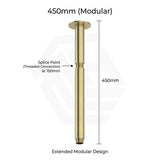 Amoza Customizable Round Ceiling Shower Arm 304 Stainless Steel 150mm/300mm/450mm/600mm - Variant Colours