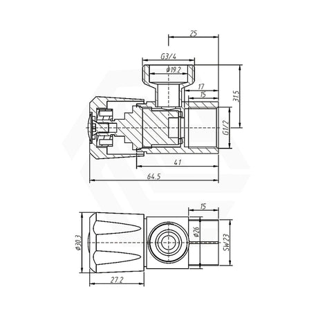 Amoza DN15 Mini 1/4 Turn Ceramic Disc Washing Machine Tap
