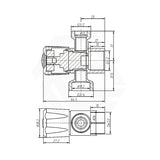 Amoza DN15 15x15x20mm 1/4 Turn Ceramic Disc Three Way Stop Tap Brushed Stainless Steel