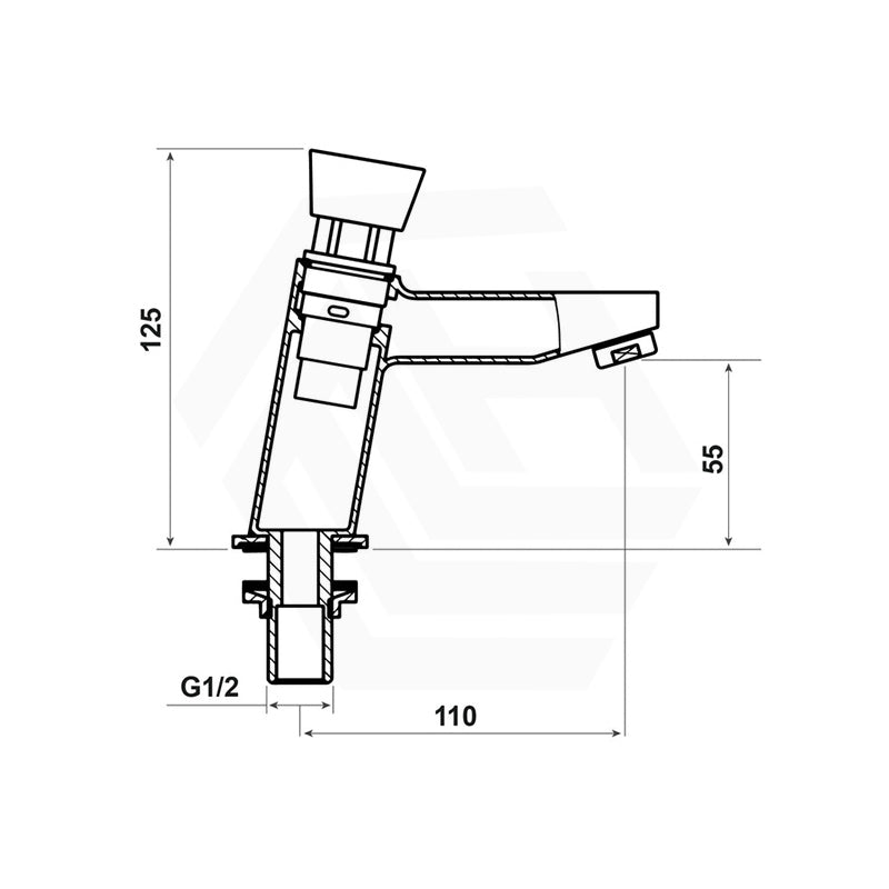 Amoza DN15 7's Push Button Timed Flow Pillar Tap Brass - Chrome