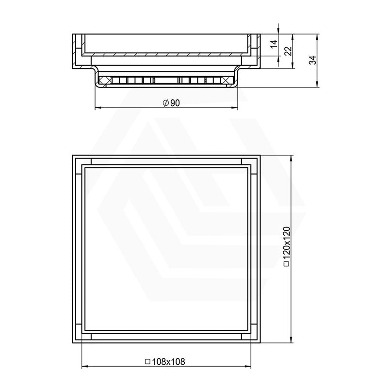 Amoza 120mm Stainless Steel 316 Tile Insert Grate 90mm Outlet - Variant Colour Available