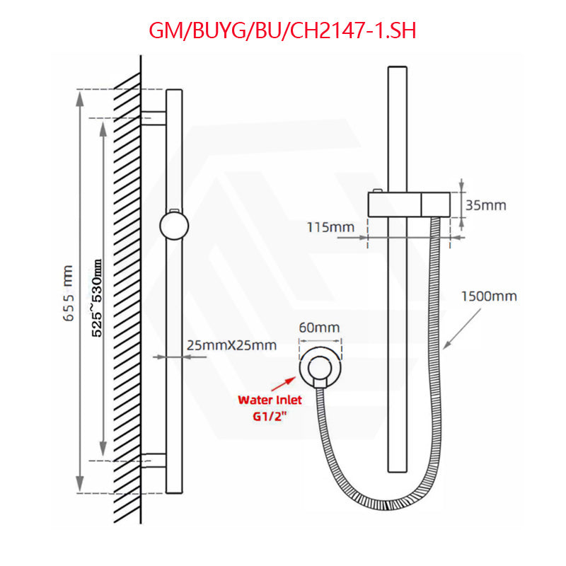 Aquaperla Round Shower Rail with Single Function Handheld Shower Set Variant Colour Available