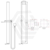 Aquaperla Square Single Shower Rail with PVC Water Hose & Wall Connector Only Variant Colour Available