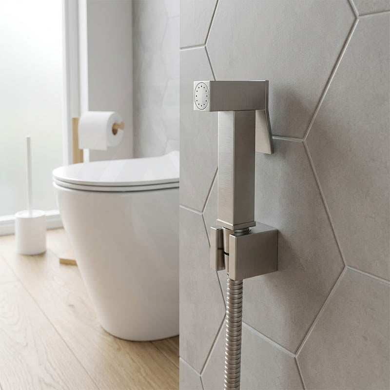 Aquaperla Brass Square Toilet Bidet Spray Kit with 1.2m Stainless Steel Hose - Variant Colour Available