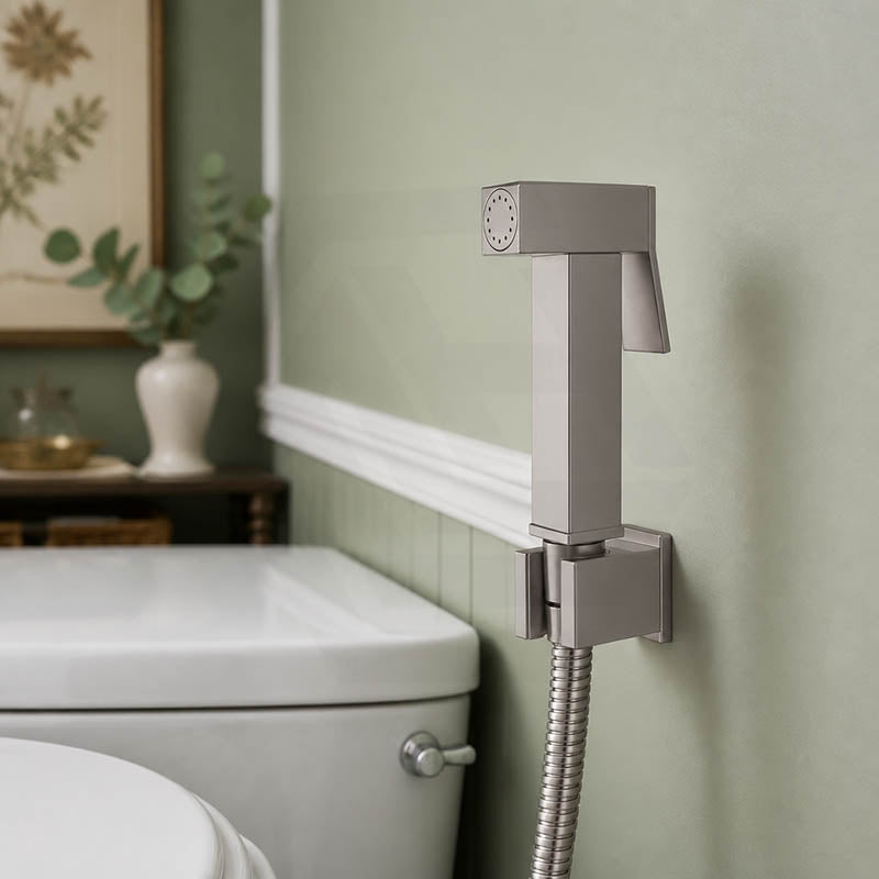 Aquaperla Brass Square Toilet Bidet Spray Kit with 1.2m Stainless Steel Hose - Variant Colour Available