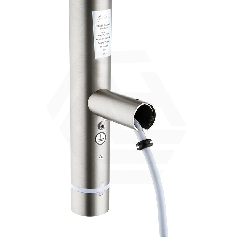 Aquaperla 950mm Round Vertical Electric Heated Towel Rack Stainless Steel Variant Colour Available (with Timer)