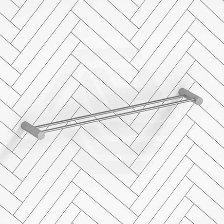 N#1(Nickel) Aquaperla 600Mm Round Brushed Nickel Double Towel Rail Stainless Steel Rails
