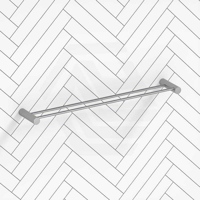 N#1(Nickel) Aquaperla 600Mm Round Brushed Nickel Double Towel Rail Stainless Steel Rails