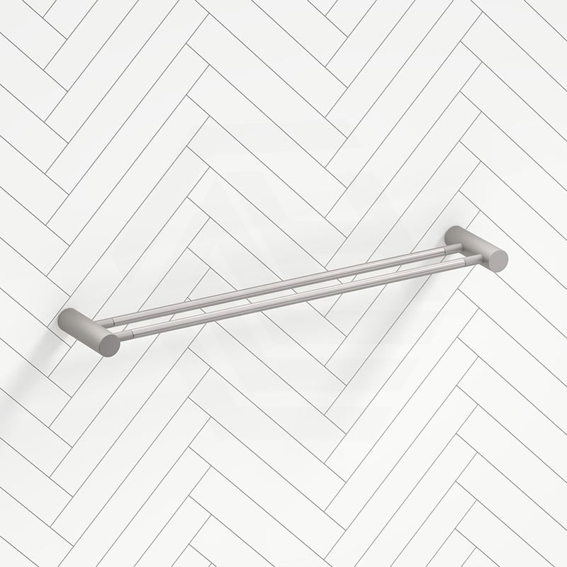 N#1(Nickel) Aquaperla Caddence 600/800Mm Round Brushed Nickel Double Towel Rail 600Mm Rails