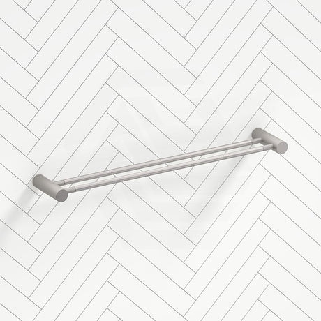 N#1(Nickel) Aquaperla Caddence 600/800Mm Round Brushed Nickel Double Towel Rail 600Mm Rails