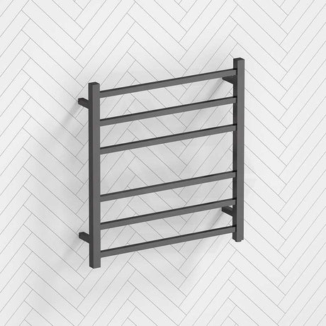 M#1(Gunmetal Grey) 674X620X120Mm Square Gunmetal Grey Electric Heated Towel Rack 6 Bars Rails