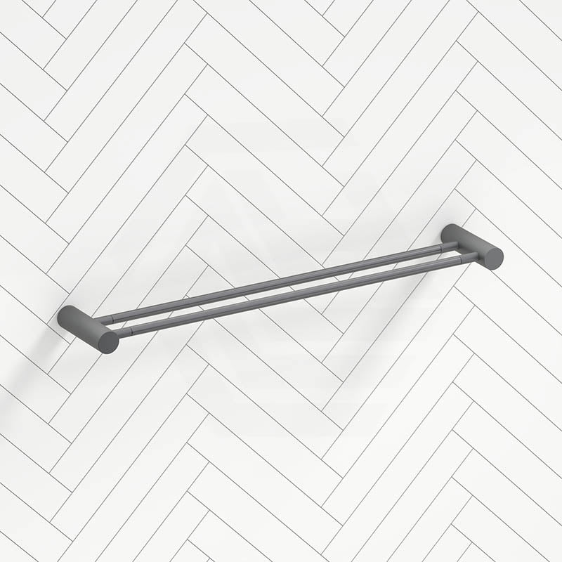 M#1(Gunmetal Grey) Aquaperla Caddence 600/800Mm Round Brushed Gun Metal Grey Double Towel Rail