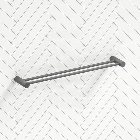 M#1(Gunmetal Grey) Aquaperla Caddence 600/800Mm Round Brushed Gun Metal Grey Double Towel Rail