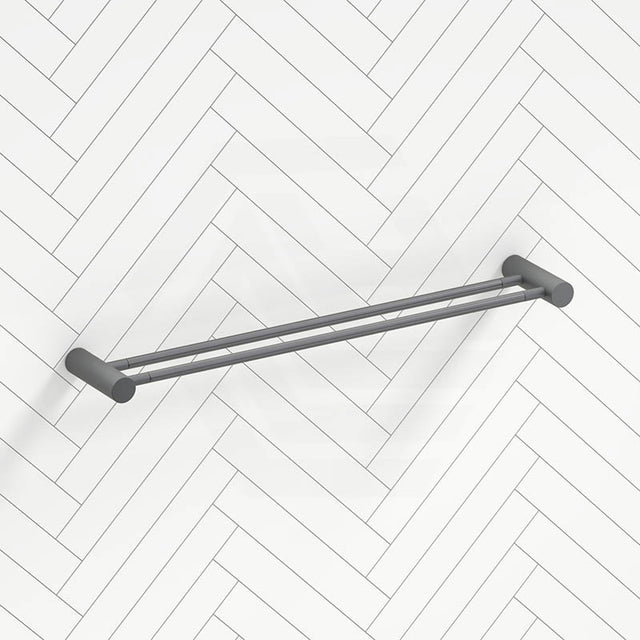 M#1(Gunmetal Grey) Aquaperla Caddence 600/800Mm Round Brushed Gun Metal Grey Double Towel Rail