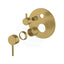 Aquaperla Lucid Pin Round Wall Mixer With Diverter Trim Kit Only Brushed Brass/Brushed