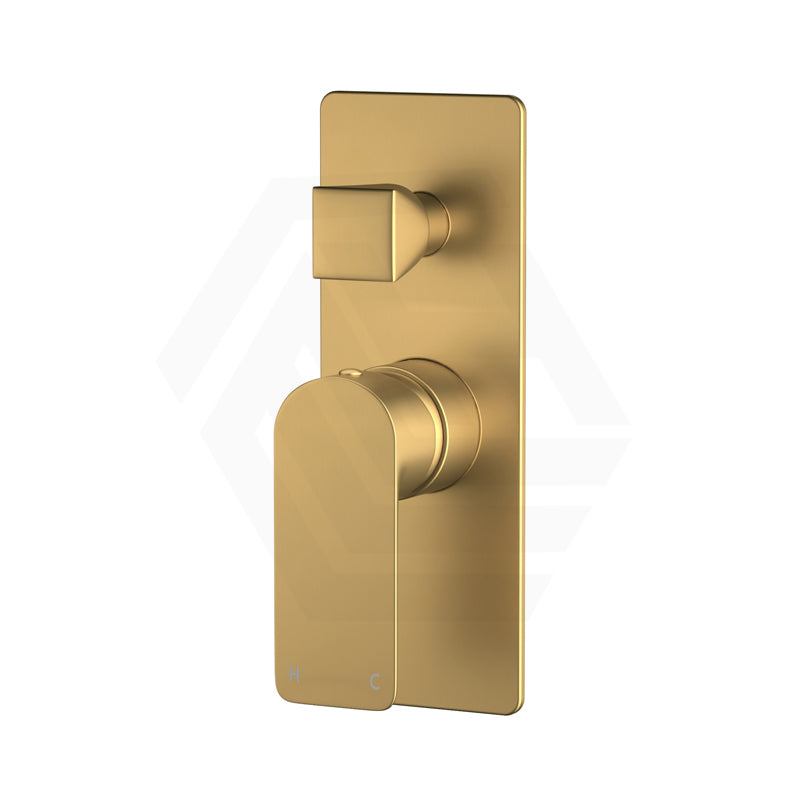 Aquaperla Vog Series Square Shower/Bath Wall Mixer With Diverter Brushed Brass/Brushed
