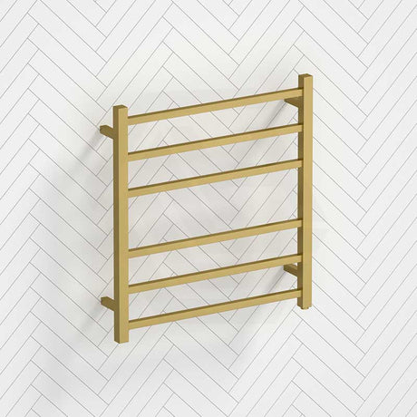 G#1(Gold) 674X620X120Mm Square Brushed Gold Electric Heated Towel Rack 6 Bars Rails