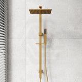 Aquaperla Square Twin Shower Station Top Inlet 10 inch 250mm - Brushed Brass/Gunmetal Grey