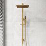 Aquaperla Square Twin Shower Station Top Inlet 10 inch 250mm - Brushed Brass/Gunmetal Grey