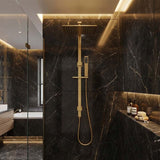 Aquaperla Square Twin Shower Station Top Inlet 10 inch 250mm - Brushed Brass/Gunmetal Grey