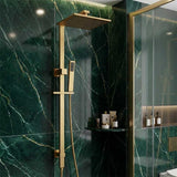Aquaperla Square Twin Shower Station Top Inlet 10 inch 250mm - Brushed Brass/Gunmetal Grey