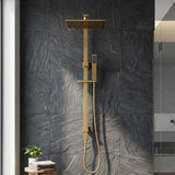 Aquaperla Square Twin Shower Station Top Inlet 10 inch 250mm - Brushed Brass/Gunmetal Grey