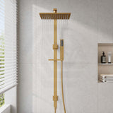 Aquaperla Square Twin Shower Station Top Inlet 10 inch 250mm - Brushed Brass/Gunmetal Grey