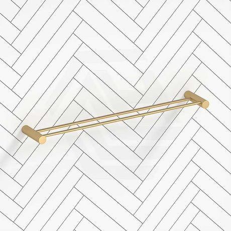 G#1(Gold) Aquaperla 600Mm Round Brushed Brass Double Towel Rail Stainless Steel Gold Rails