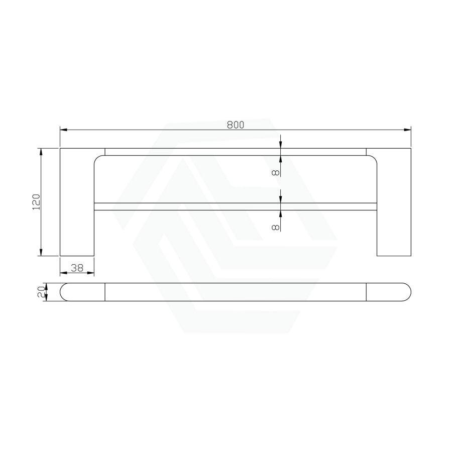 Aquaperla Vog Series 600/800Mm Double Towel Rail Brushed Brass/Brushed Nickel/Gunmetal Grey Rails