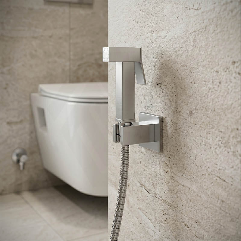 Aquaperla Brass Square Toilet Bidet Spray Kit with 1.2m Stainless Steel Hose - Variant Colour Available