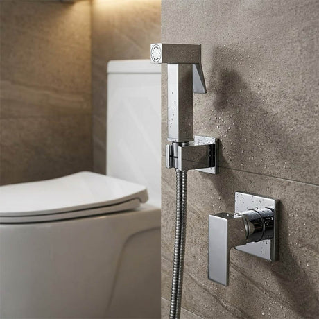 Aquaperla Brass Square Toilet Bidet Spray Kit with 1.2m Stainless Steel Hose - Variant Colour Available