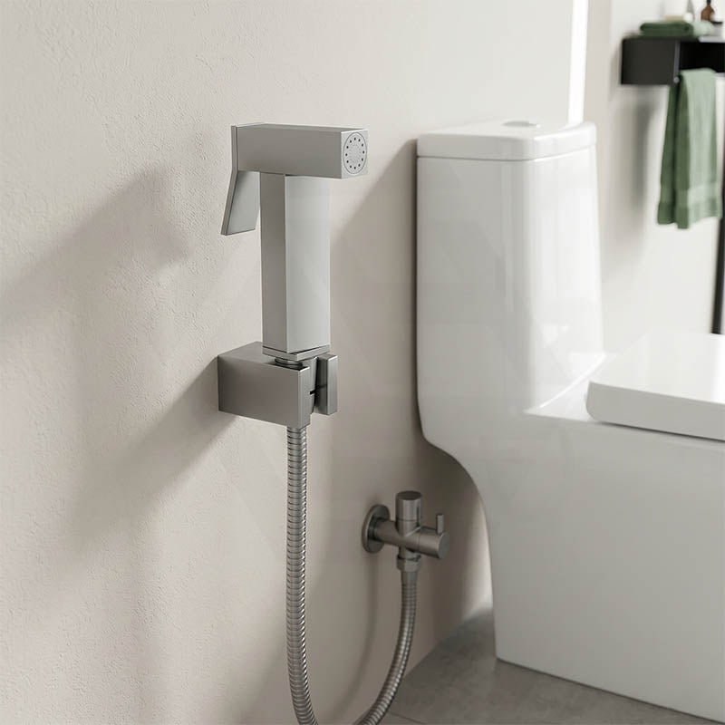 Aquaperla Brass Square Toilet Bidet Spray Kit with 1.2m Stainless Steel Hose - Variant Colour Available