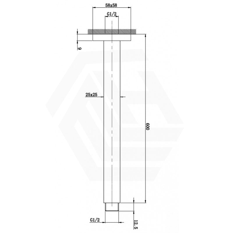 Aquaperla 300/600mm Square Stainless Steel Ceiling Shower Arm Variant Colour Available